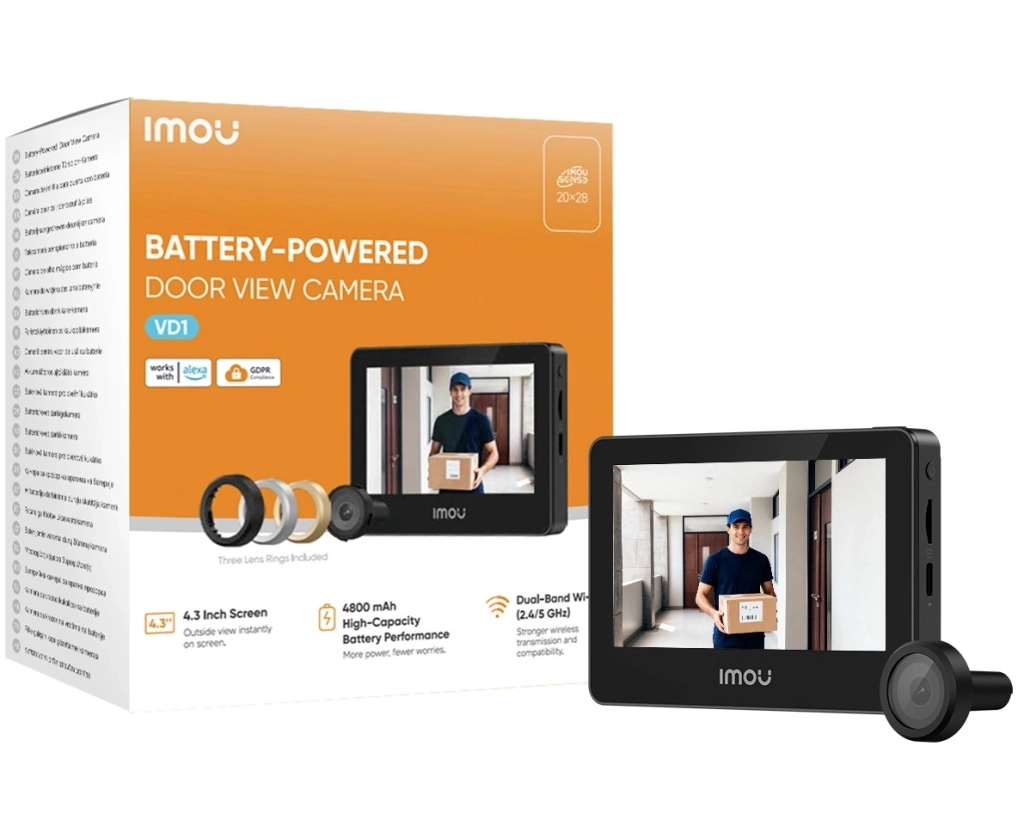Vizor video inteligent Wi-Fi IMOU VD1 5MP cu acumulator și AI